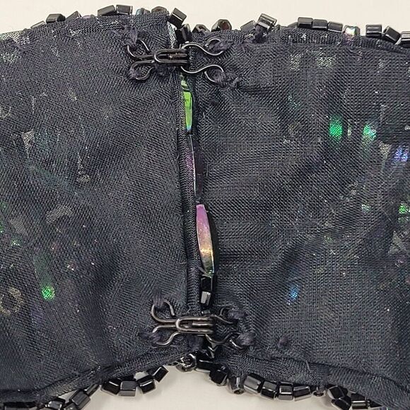 Vintage Handcrafted AB Oil Slick‎ Beaded Statement Bib Collar Necklace Cleopatra - Picture 6 of 11